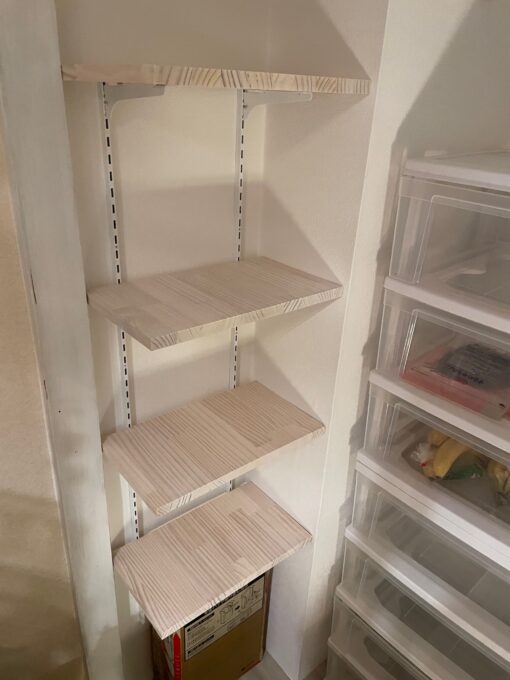 左側の可動棚が完成